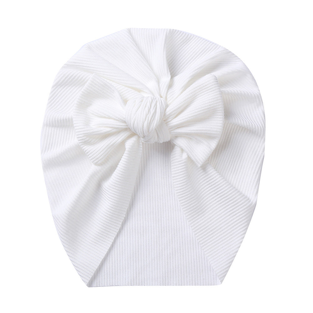 Newborn Infant Bow Decor Head Wrap Beanie Hat Turban Headband Headwear