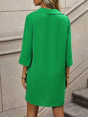V Neck Button Front Dress Women's Clothing