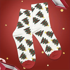 Christmas Trees Print Socks Comfy Mid Tube Women's Stockings