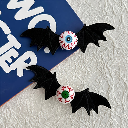 Girl's Green Eyeball Bat Wings Hair Clip Halloween Gothic Hair Accessories