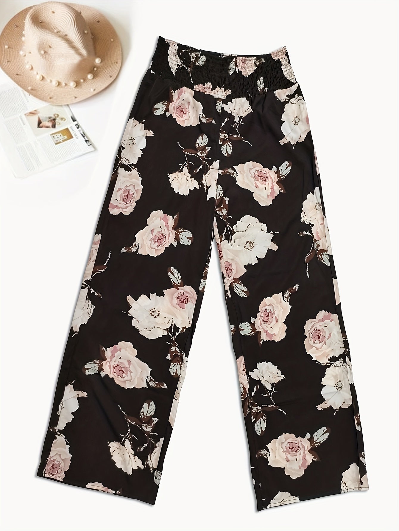  Floral Print Wide Leg Trousers