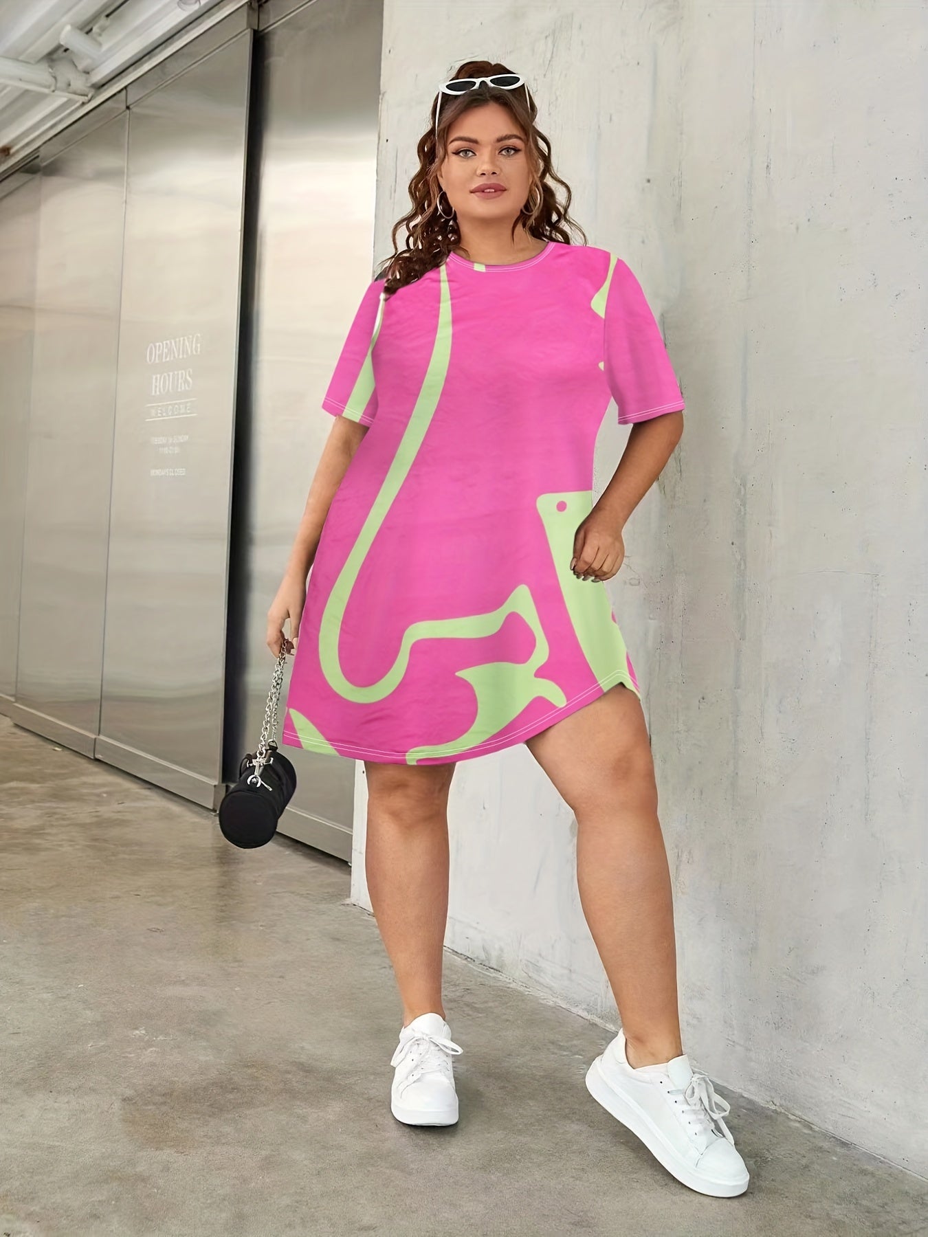  Geometric Print Short Sleeve Nightdress