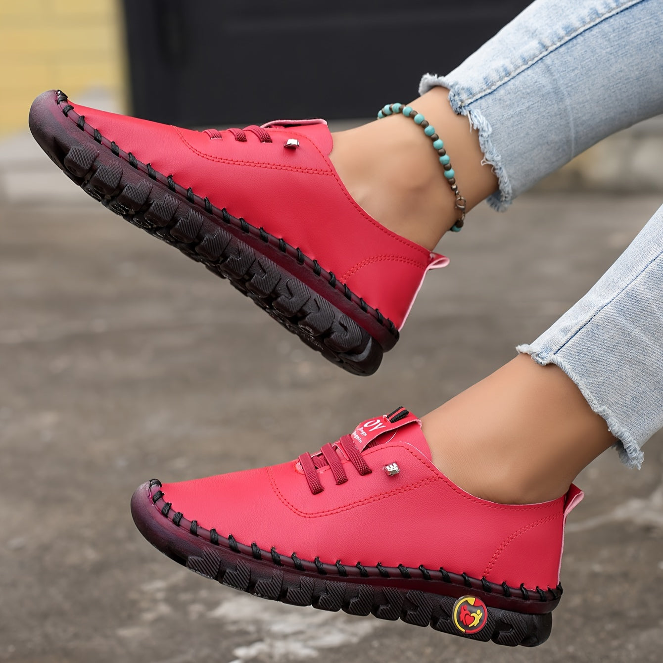 Women's Flat Sneakers Casual Lace Up Low Top Shoes