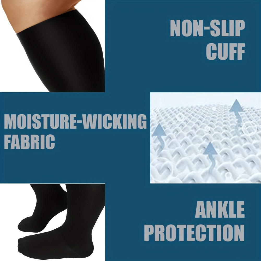 3 Pairs Plus Size Compression Socks 15-20mmHg Wide Calf Knee High Stocking