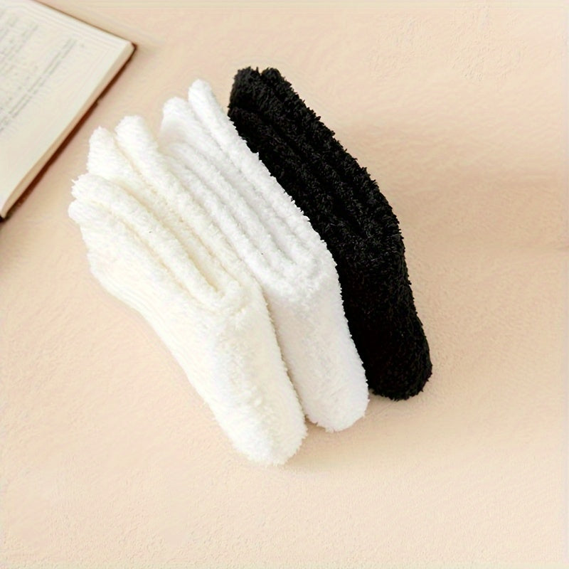 3 Pairs Plush Socks Soft Mid Tube Women's Stockings