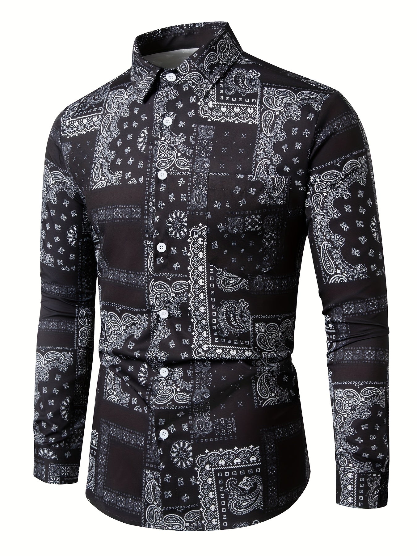 Paisley Full Body Print Men's Button Up Shirt