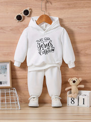 Toddler Baby Sweatshirt Set - THIS GIRL RUNS ON JESUS & COFFEE