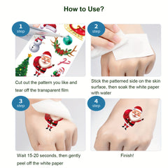10 Sheets Santa Claus Christmas Temporary Tattoos Stocking Stuffers