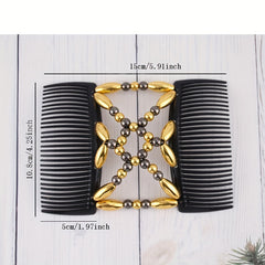 Double Row Beaded Hair Comb for Women