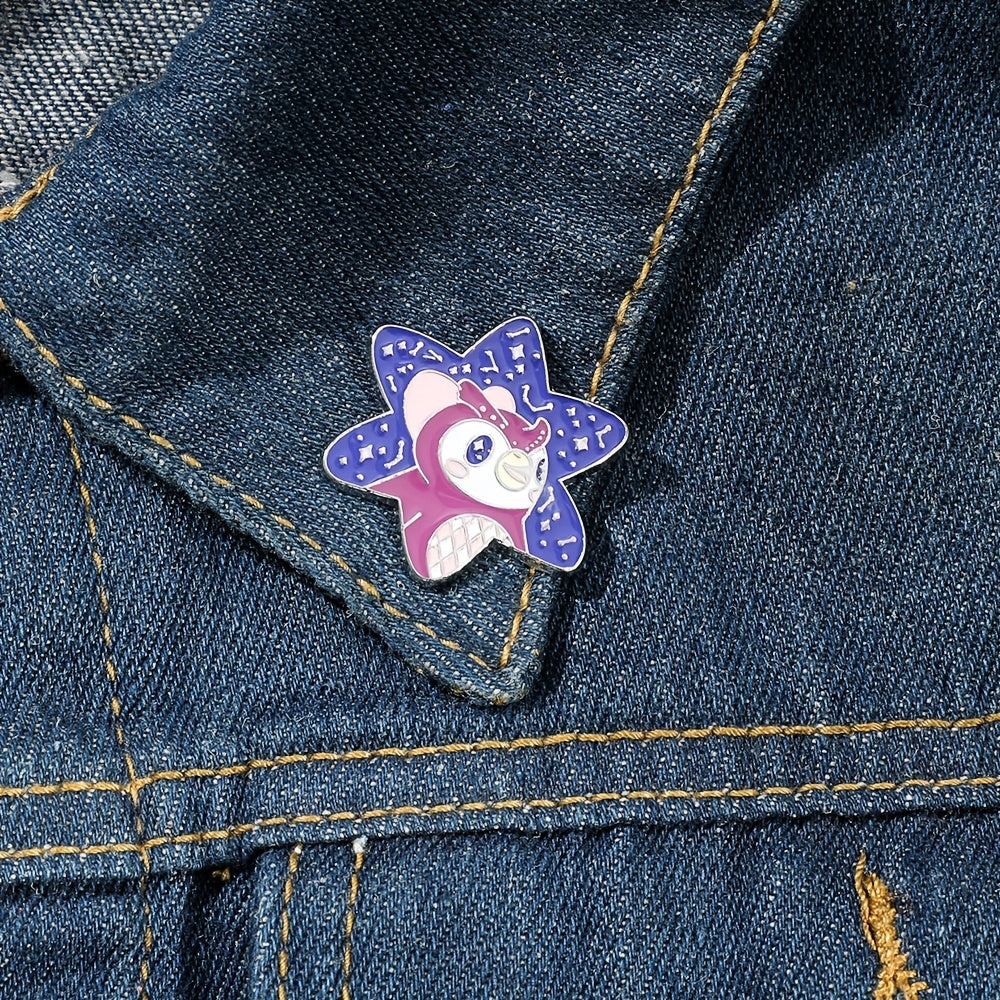 Purple Crane Cartoon Enamel Pin Brooch Sweater Accessory