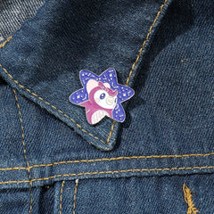 Purple Crane Cartoon Enamel Pin Brooch Sweater Accessory
