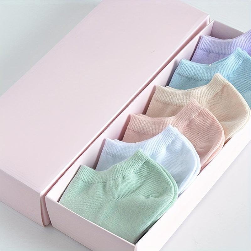 6 Pairs Solid Ankle Socks Lightweight Women's Stockings & Hosiery