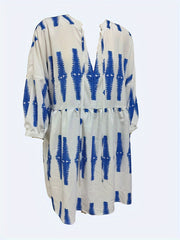  Geometric Print Tie Front Mini Dress