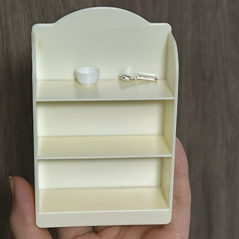 Mini Dollhouse Bookshelf Creamy Plastic Scalloped Edge