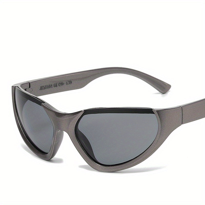 Y2K Wrap Around Sunglasses Futuristic Mirror Lens Glasses UV400