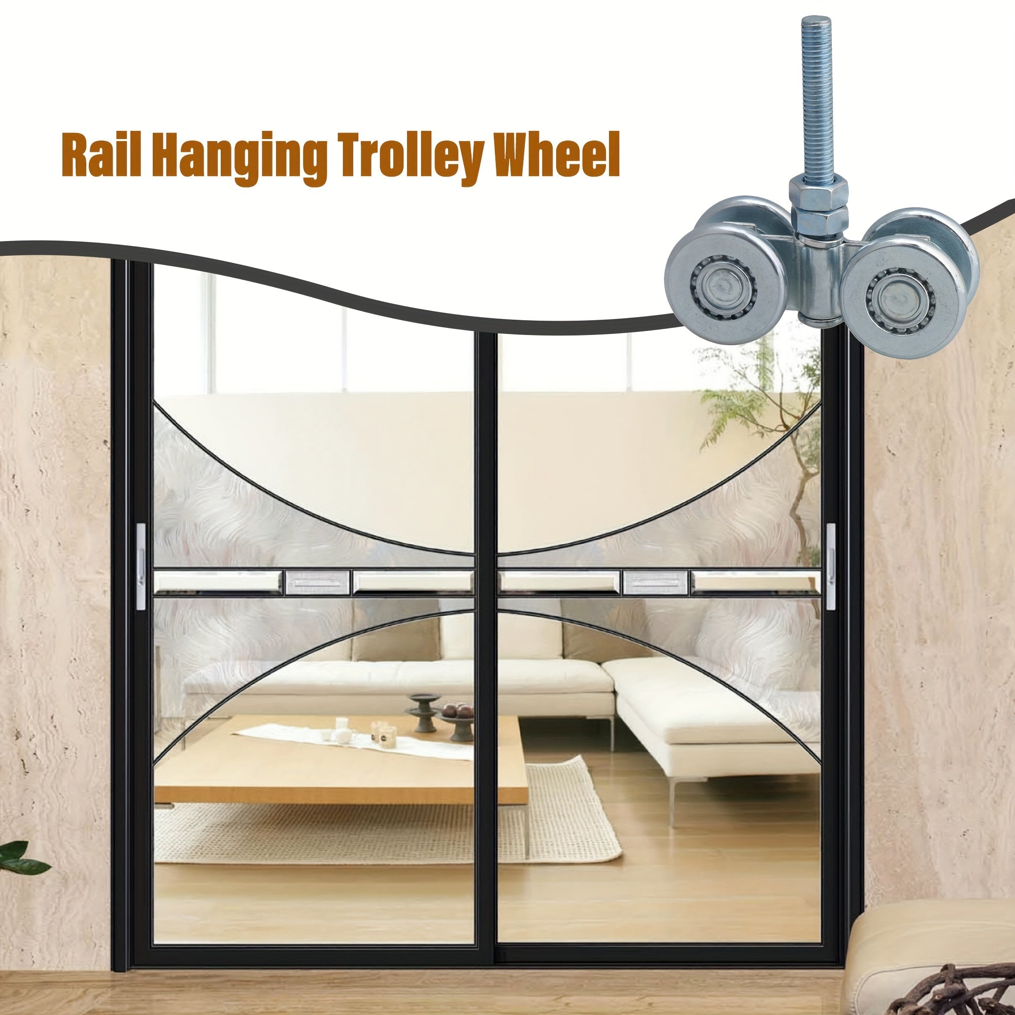 2pcs Steel Double Wheel Rail Hanging Trolley Barn Door Track Rollers