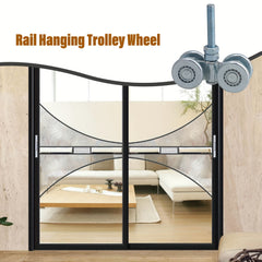 2pcs Steel Double Wheel Rail Hanging Trolley Barn Door Track Rollers