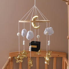 Moon & Star Felt Wind Chime for Baby Bedtime Soothing