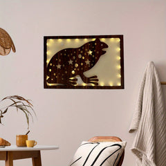 LED Frog Shape Retro Wooden Lamp Home Decoration