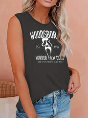  Slogan & Floral Skull Print Tank Top