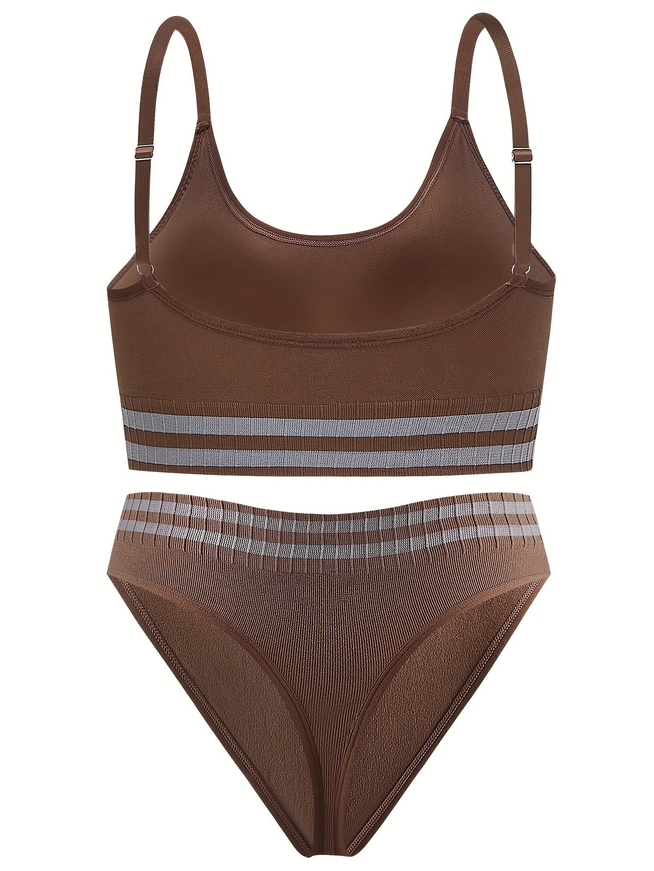 Plus Size Striped Wireless Sports Bra & Panty Set