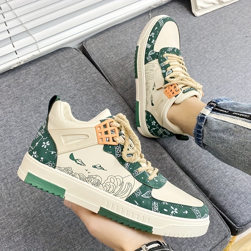Men's Graffiti Print Walking Skate Shoes - Spring/Summer