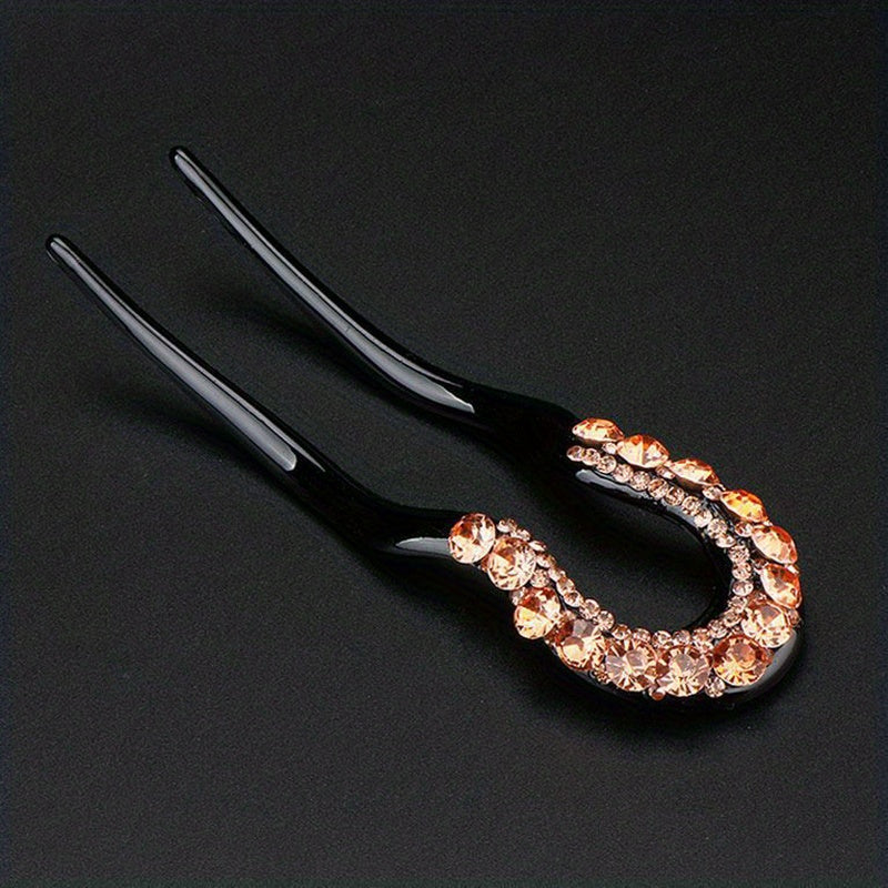 Rhinestone Insert Hairpin U-shaped Hairpin Women's Side Clip Updo Headwear