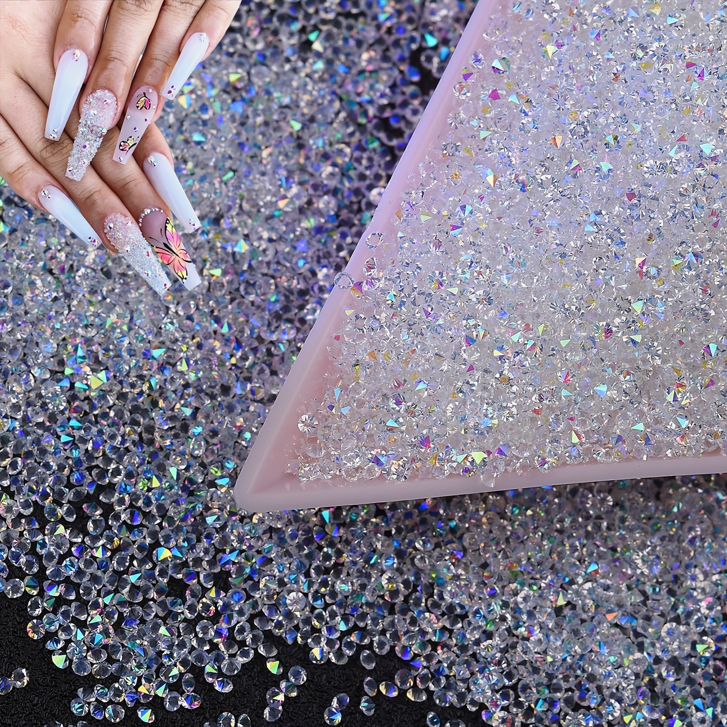 10000Pcs Pixie Nail Crystals Rhinestones Micro Nail Beads 1 2mm