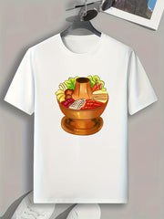 Hot Pot Print Men's Graphic T-shirt for Summer