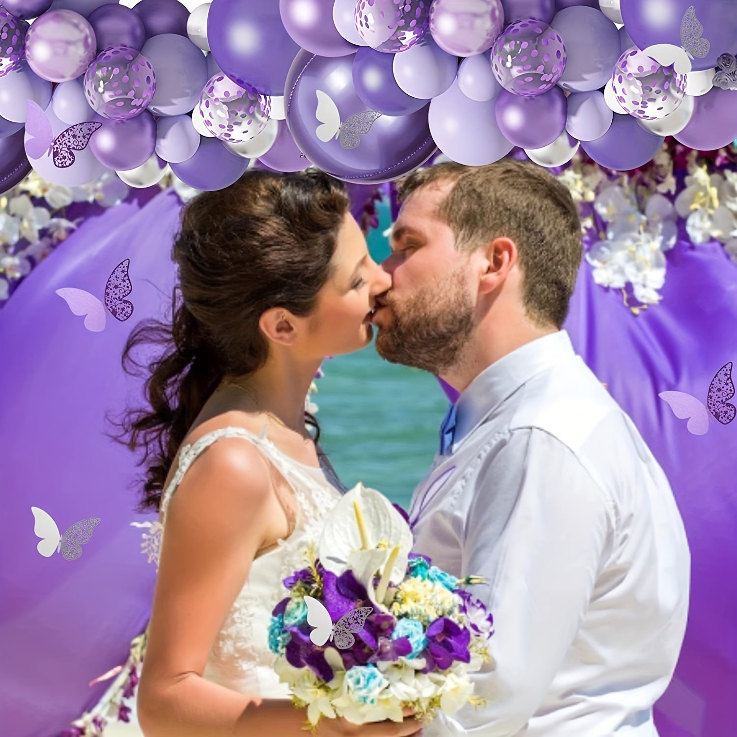 145pcs Purple Balloons Garland Arch Kit Baby Shower Butterfly Decorations