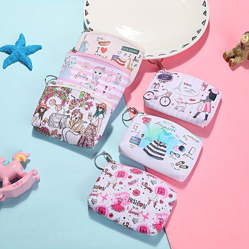 Cartoon Coin Purse Key Chains Bag PU Leather Keyrings Car Key Holders