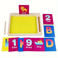 Wooden Sand Drawing Board - Early Learning Toy for Alphabet & Number Recognition