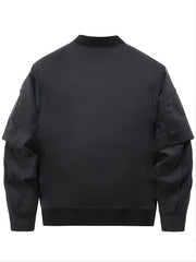 Men's Skull Print Baseball Jackets Solid Jacket Thermal Outerwear