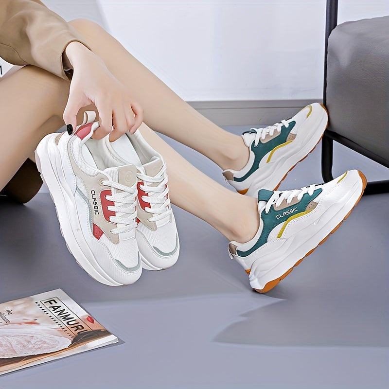Women's Lace-Up Non-Slip Running Shoes Soft Sole Sneakers
