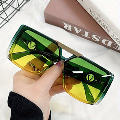 Ombre Lens V Engraved Sunglasses Casual Outdoor Eyewear UV400