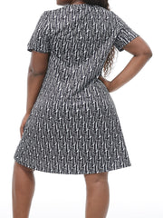  Casual Loungewear Dress Women's Plus Allover Print