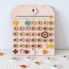 Wooden Calendar Montessori Reusable Magnetic Puzzle Learning Tool