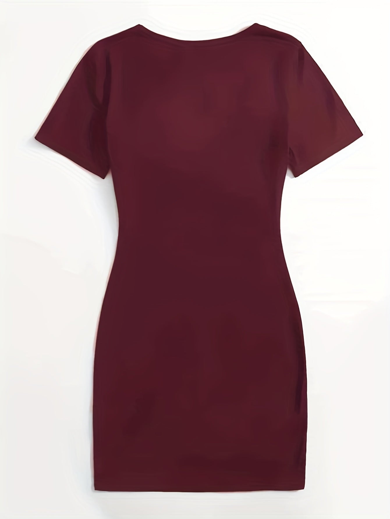 Letter Print Bodycon Dress Casual Crew Round Neck Short Sleeve Dress