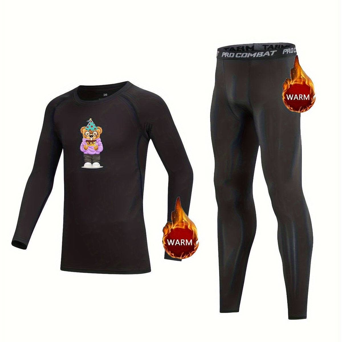 Kids Compression Fleece Sets Crew Neck Pullover & Matching Pants