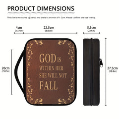 GOD Is WITHIN HER SHE WILL NOT FALL Golden Letters Print Bible Covers For Women