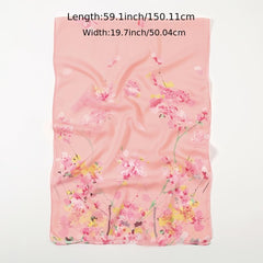 Chiffon Silk Scarf Print Retro Warm Shawl for Women