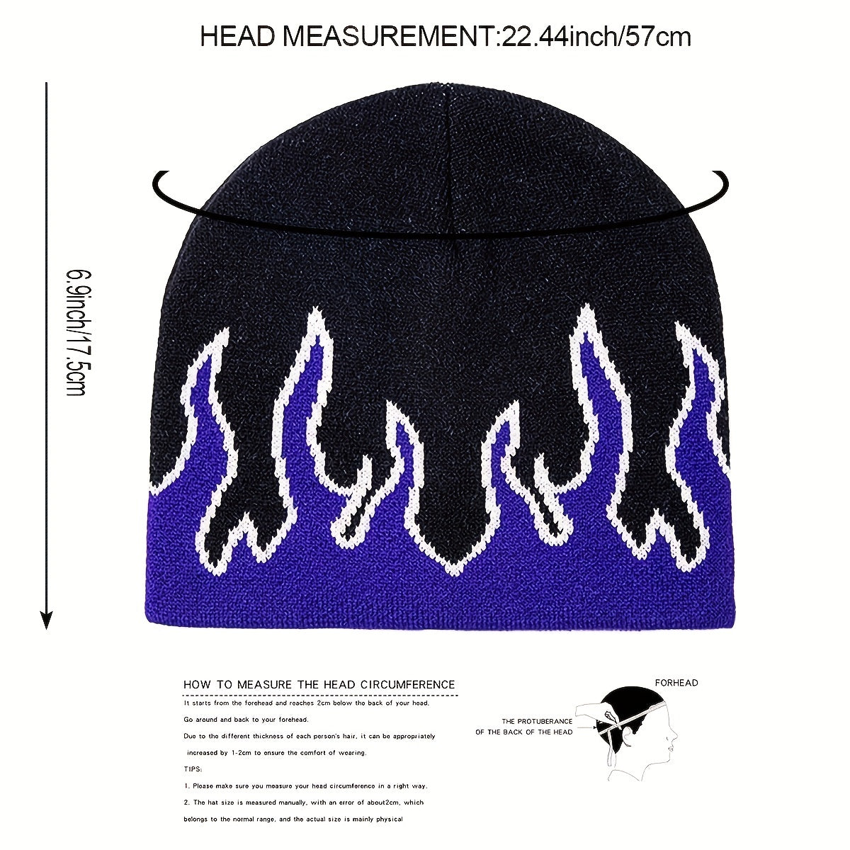 Y2K Flame Jacquard Beanie Unisex Hip Hop Knit Hat