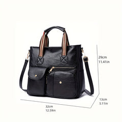 Vintage Faux Leather Tote Bag Crossbody Large Handbag for Work School