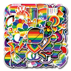 55 Pack LGBTQ Pride Rainbow Stickers Love Peace Space Design Decals
