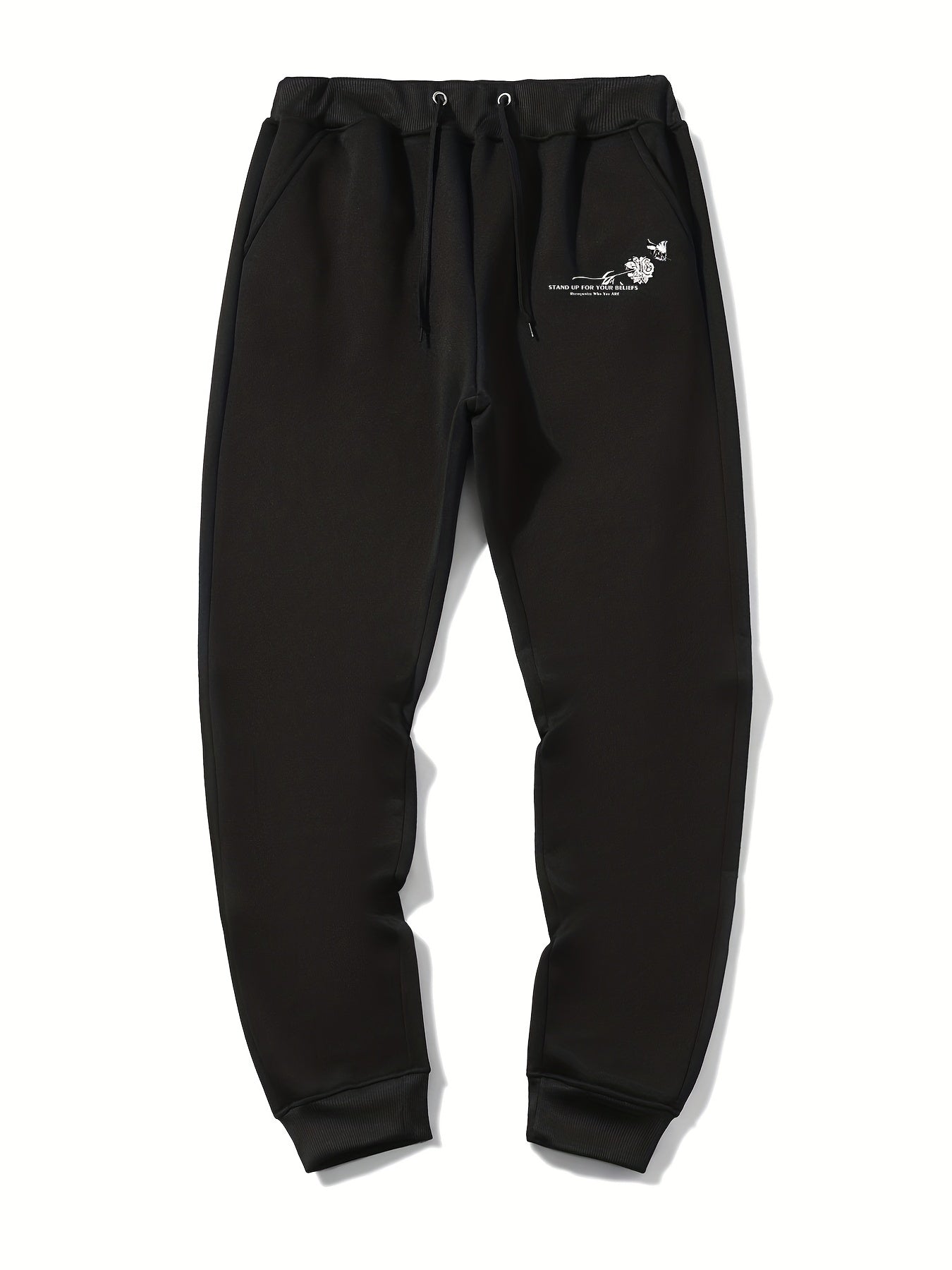 Flower Print Men's Drawstring Sweatpants Loose Casual Jogger Pants