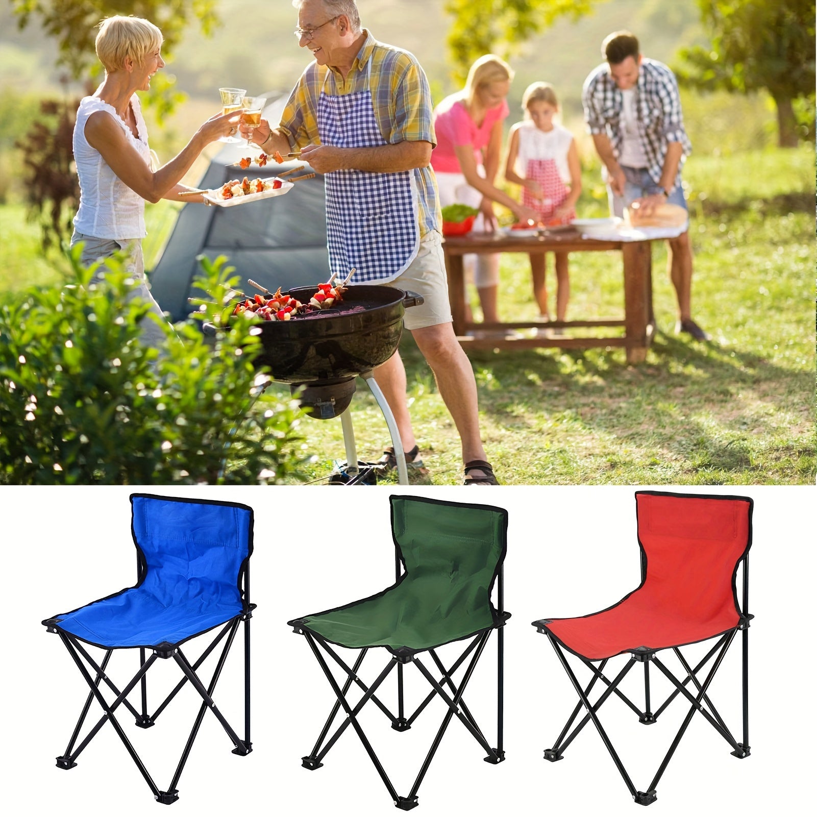 Portable Folding Chair With Backrest for Outdoor Travel Camping