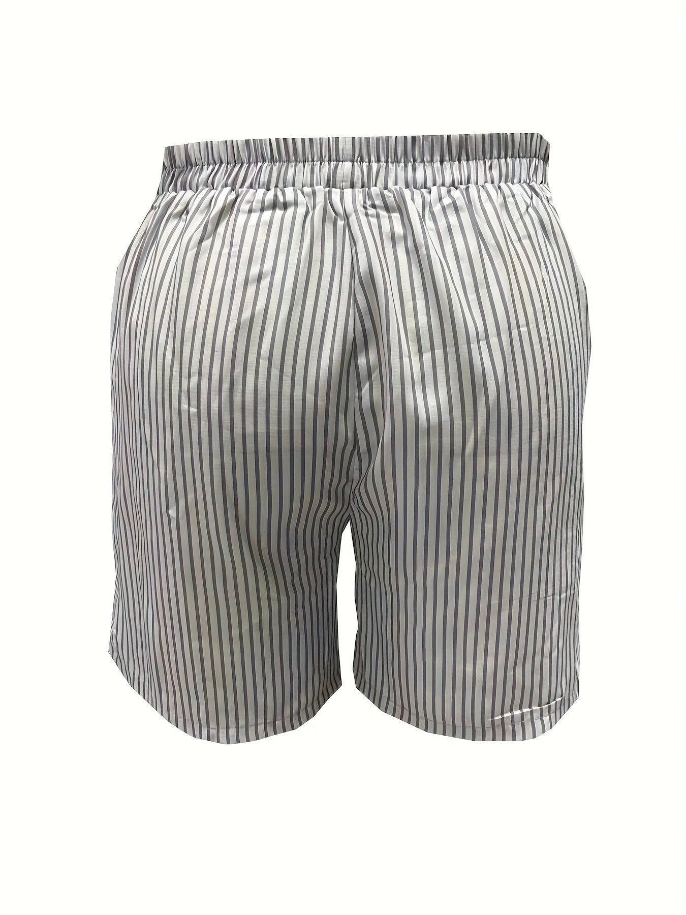  Stripe Print High Rise Casual Shorts With Pockets