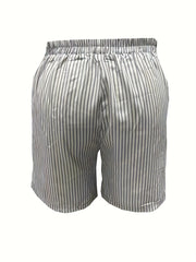  Stripe Print High Rise Casual Shorts With Pockets