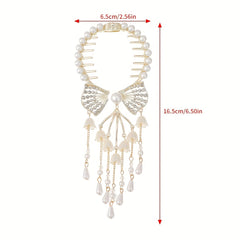 Rhinestone Banana Clip Flower Tassel Hair Clip Prom Party