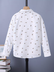 Boys Birds Full Print Long Sleeve Button Down Tops
